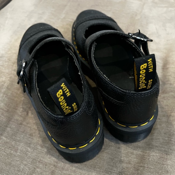 DR MARTENS BLACK ADDINA FLOWER BUCKLE LEATHER PLATFORM SHOES 9USW 7Uk /41EU - Picture 5 of 8